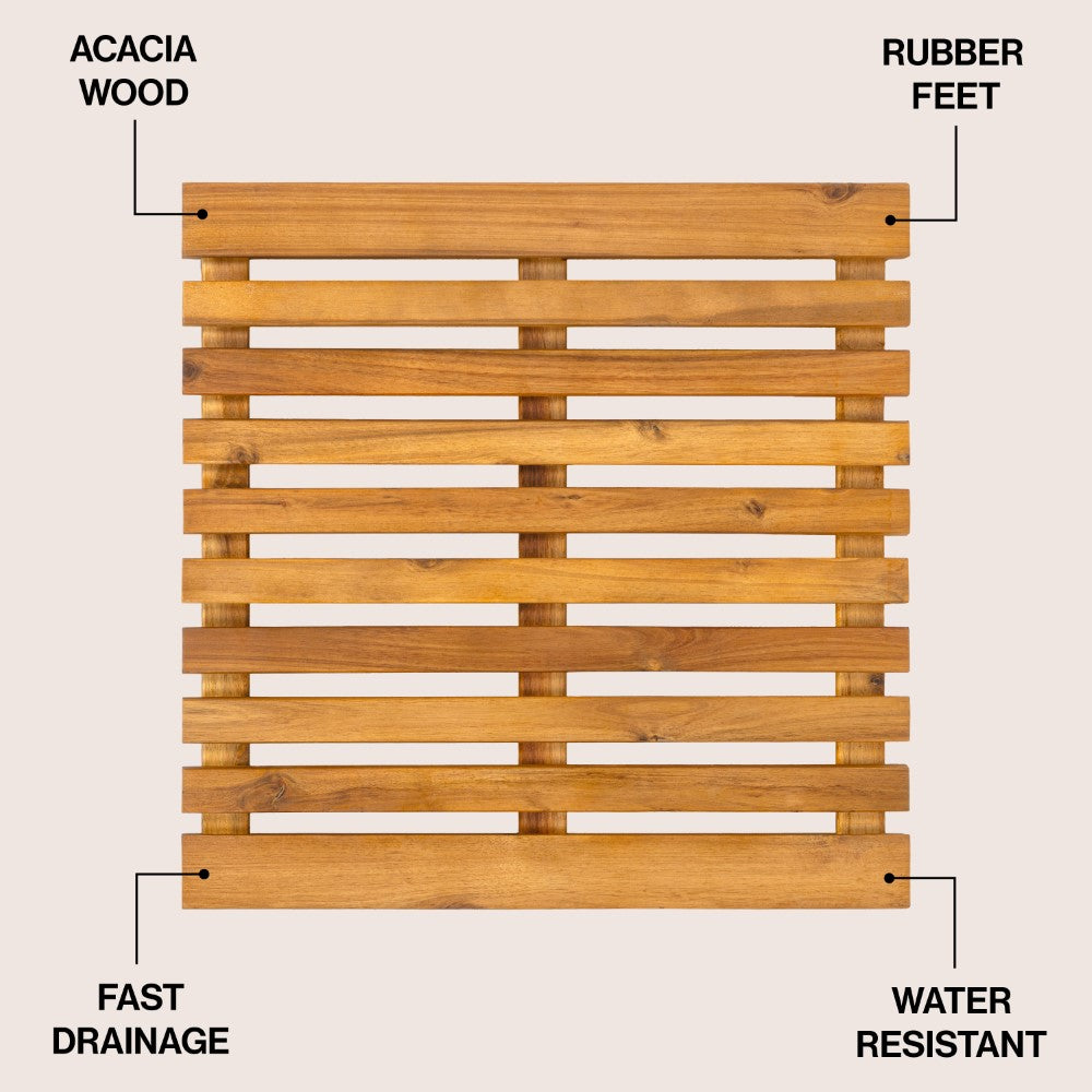 Misty Modern Classic Acacia Wood Slat Rug Mat