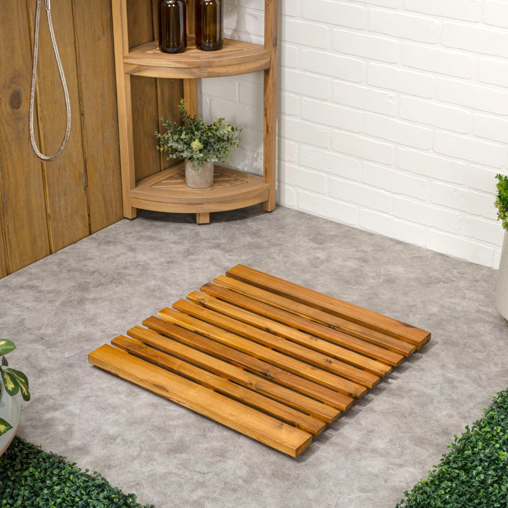 Misty Modern Classic Acacia Wood Slat Rug Mat
