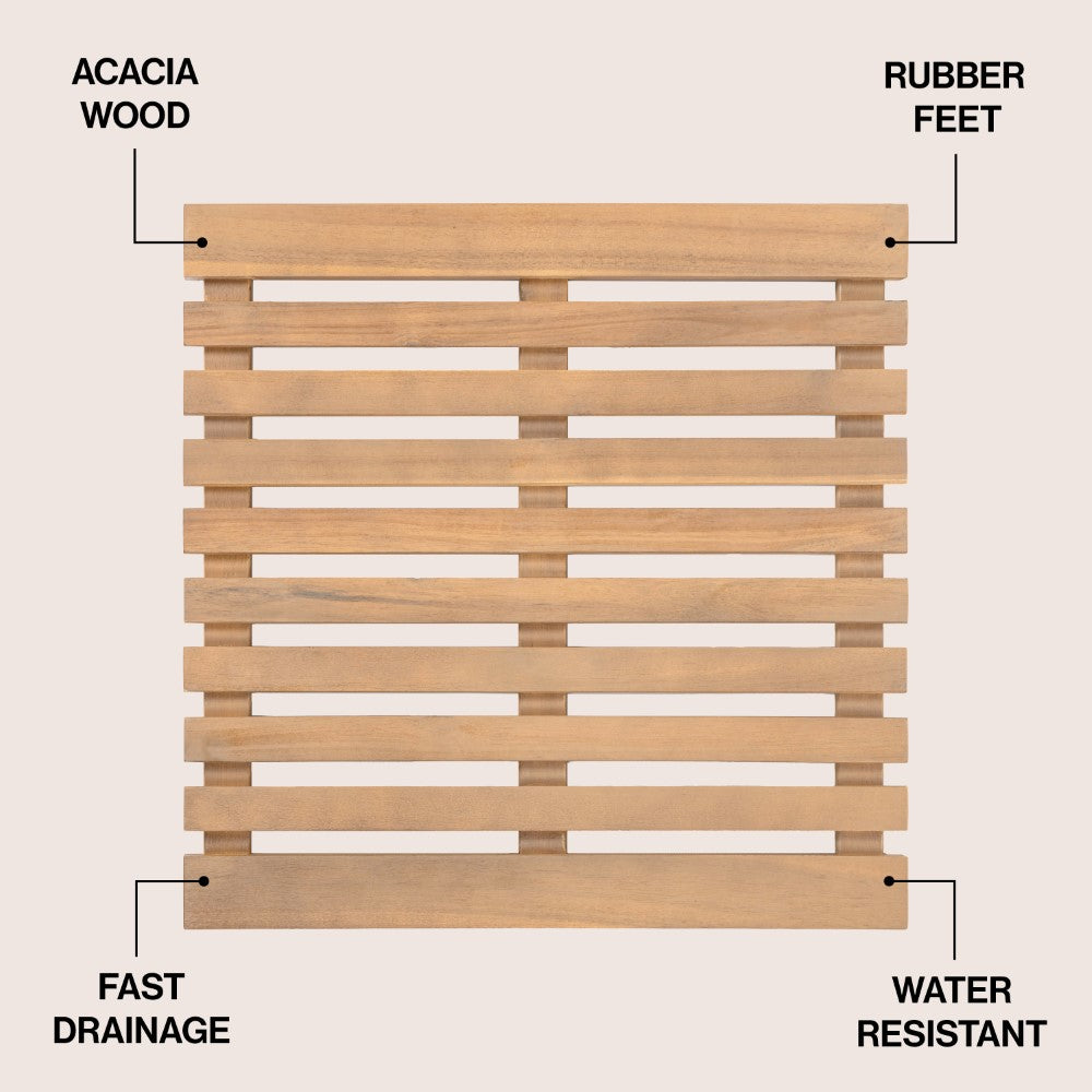 Misty Modern Classic Acacia Wood Slat Rug Mat