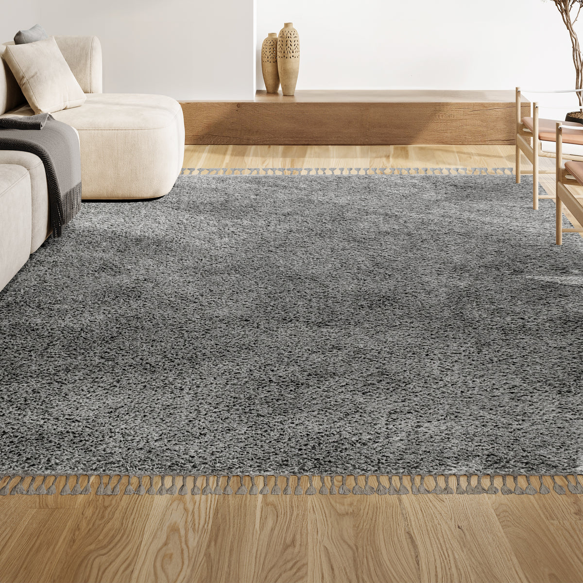 Santiago Mercer Shag Plush Tassel Area Rug