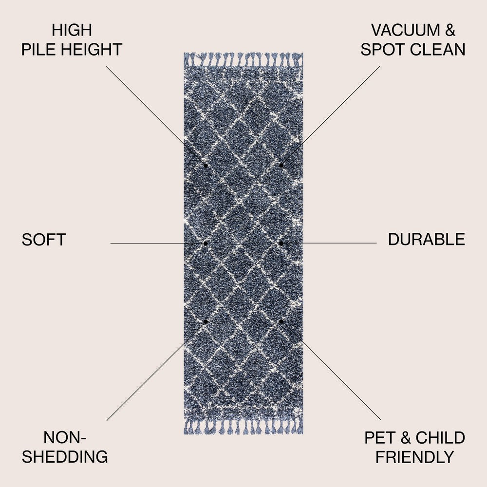 Denver Mercer Shag Plush Tassel Area Rug