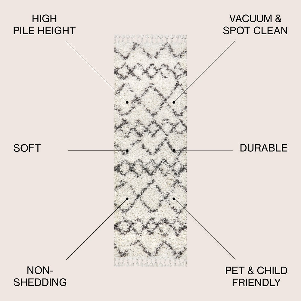 Eden Mercer Shag Plush Tassel Area Rug