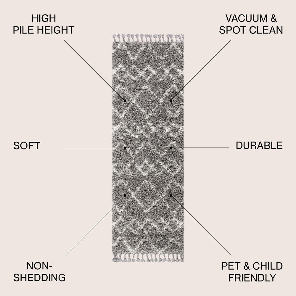 Eden Mercer Shag Plush Tassel Area Rug