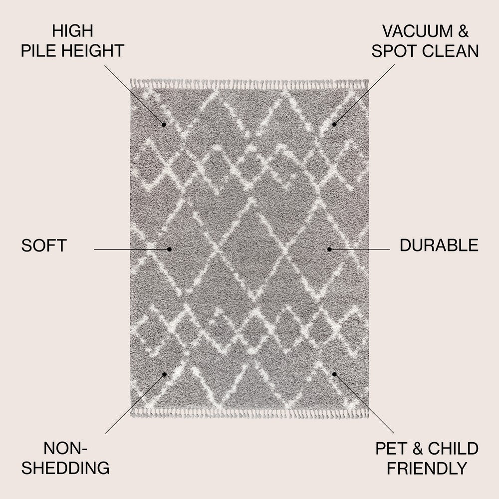Eden Mercer Shag Plush Tassel Area Rug