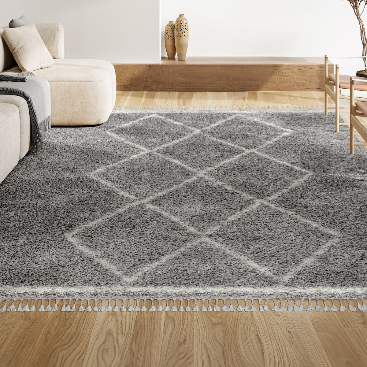 Leland Mercer Shag Plush Tassel Area Rug