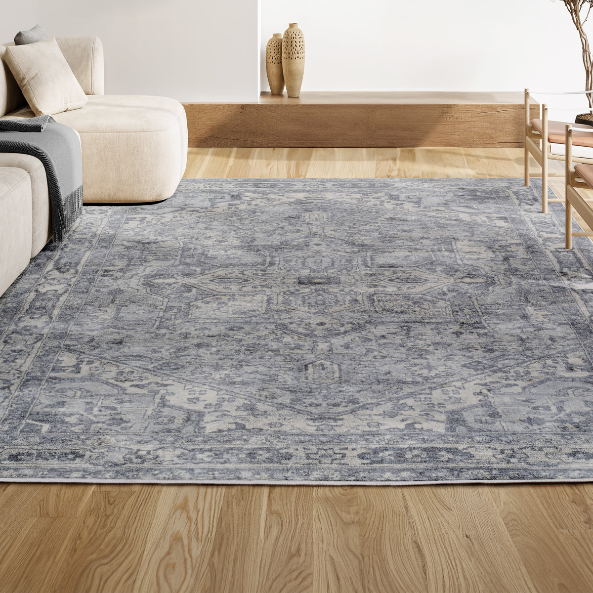 Morioka Modern Persian Vintage Medallion Area Rug