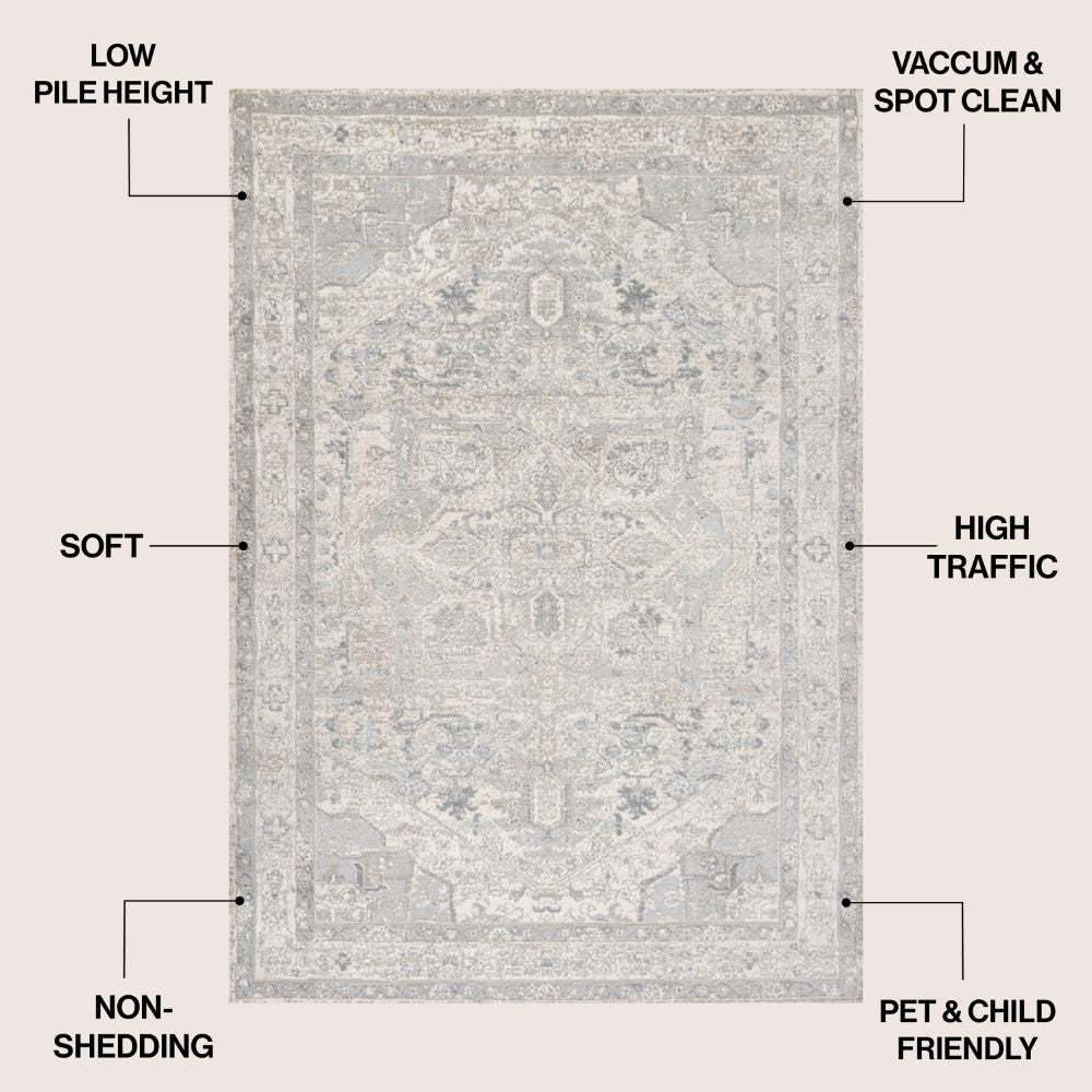 Morioka Modern Persian Vintage Medallion Area Rug