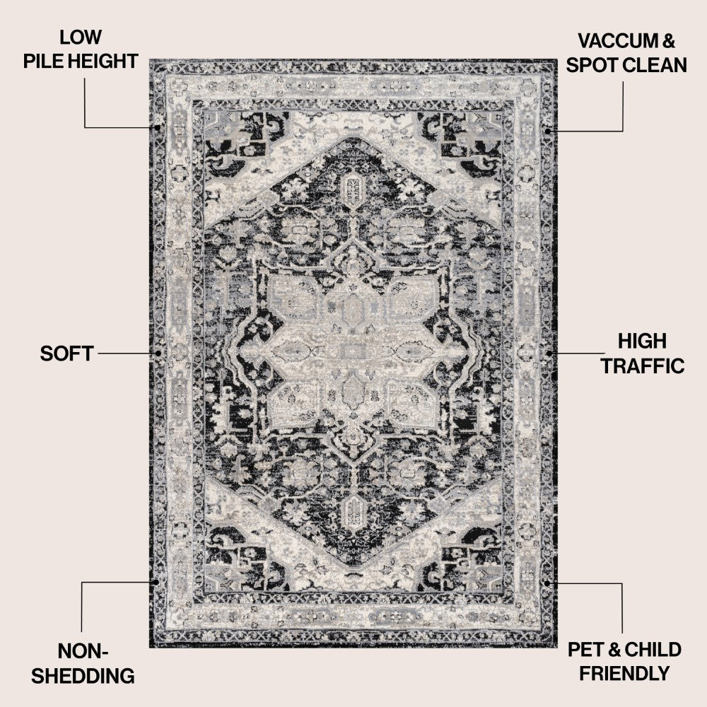 Morioka Modern Persian Vintage Medallion Area Rug