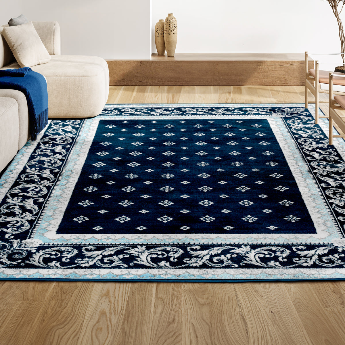 Luanza Acanthus French Border Area Rug