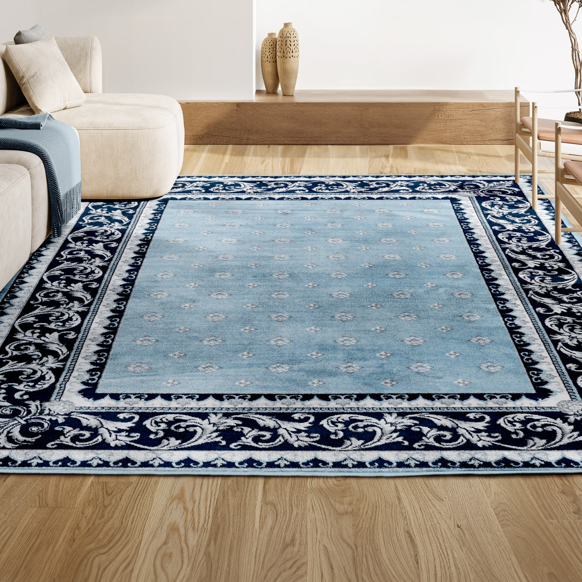 Luanza Acanthus French Border Area Rug