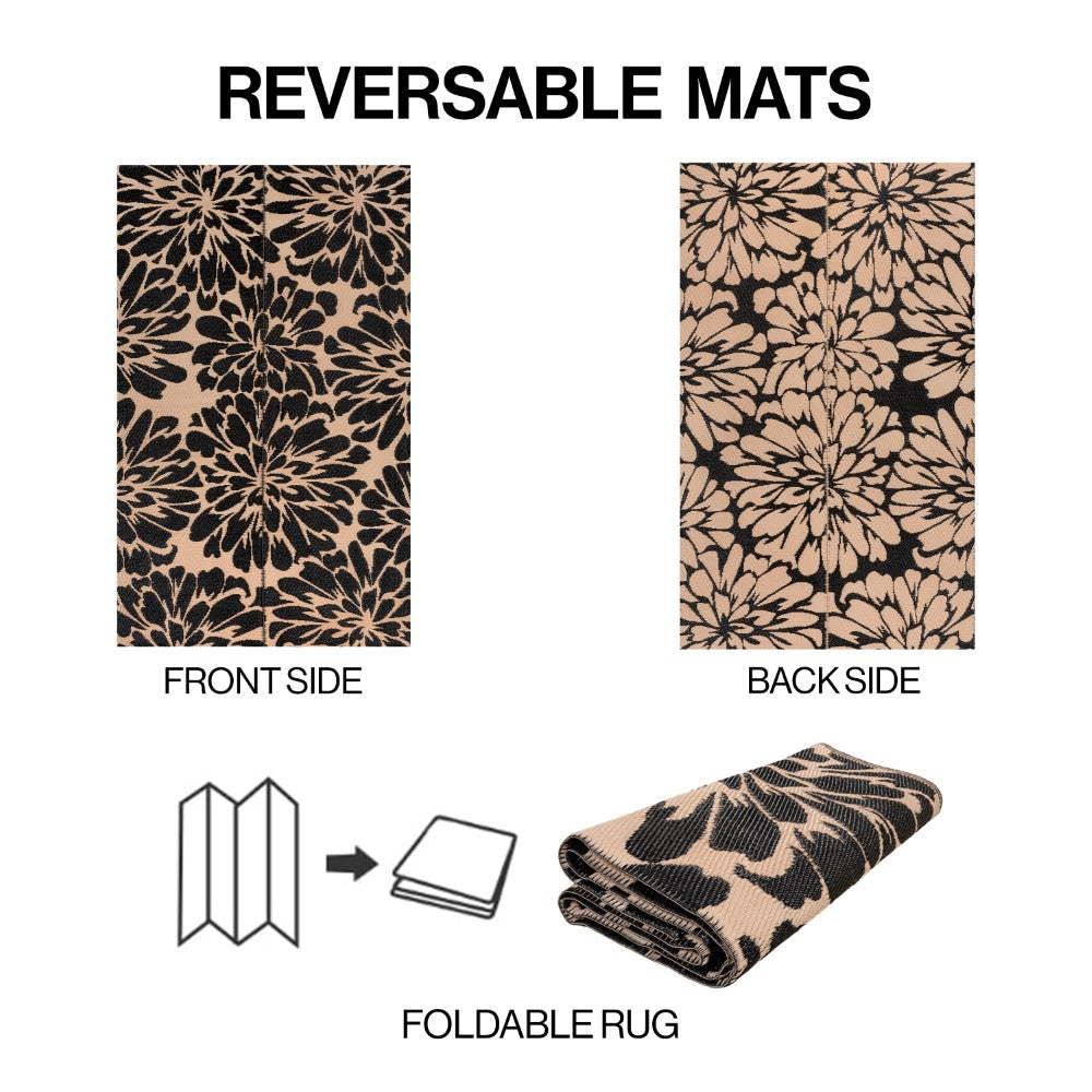 Oakhollow Modern Floral Foldable Waterproof Reversible Plastic Straw Area Rug