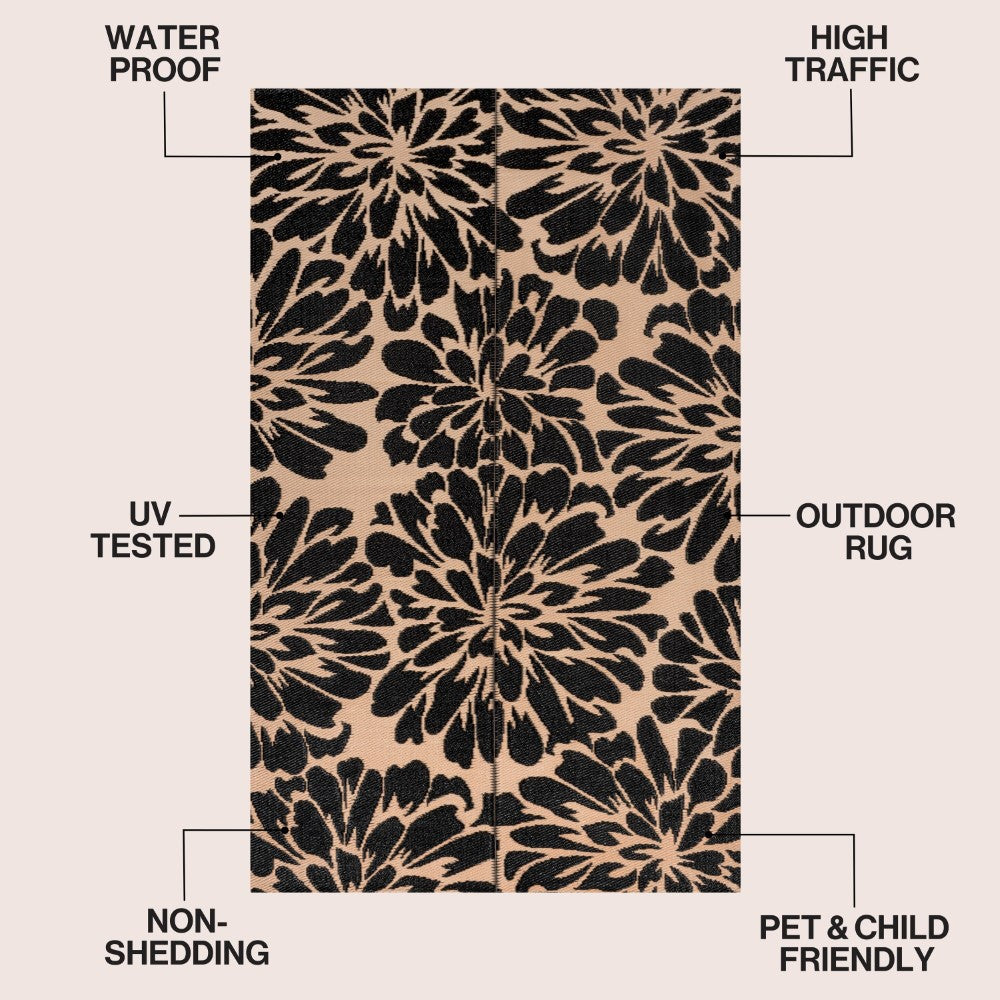 Oakhollow Modern Floral Foldable Waterproof Reversible Plastic Straw Area Rug