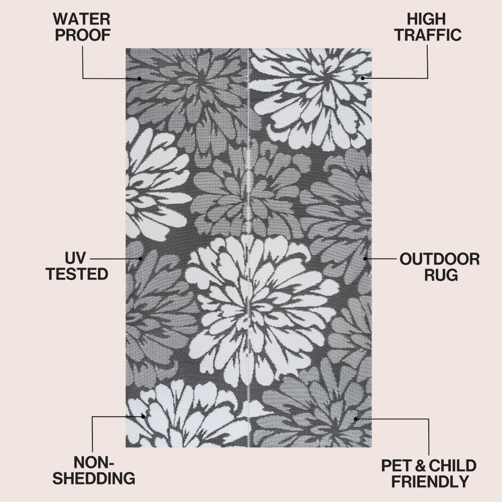 Oakhollow Modern Floral Foldable Waterproof Reversible Plastic Straw Area Rug