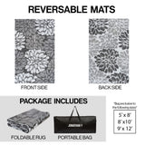 Oakhollow Modern Floral Foldable Waterproof Reversible Plastic Straw Area Rug