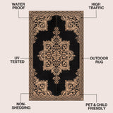 Stonegrove Medallion Border Foldable Waterproof Reversible Plastic Straw Area Rug