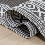Stonegrove Medallion Border Foldable Waterproof Reversible Plastic Straw Area Rug