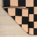 Wildterra Geometric Checker Foldable Waterproof Reversible Plastic Straw Area Rug