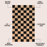 Wildterra Geometric Checker Foldable Waterproof Reversible Plastic Straw Area Rug