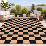 Wildterra Geometric Checker Foldable Waterproof Reversible Plastic Straw Area Rug