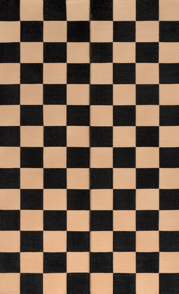 Wildterra Geometric Checker Foldable Waterproof Reversible Plastic Straw Area Rug