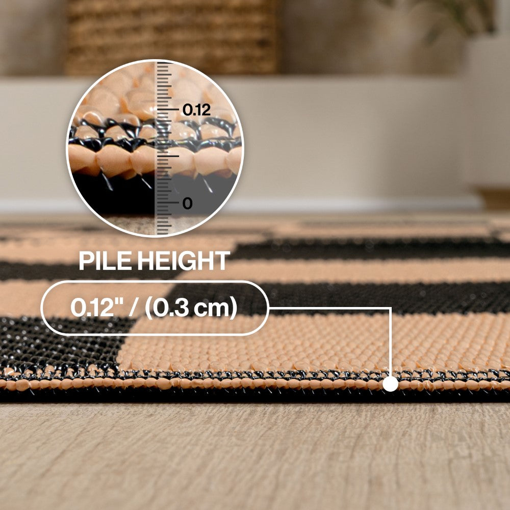 Wildterra Geometric Checker Foldable Waterproof Reversible Plastic Straw Area Rug