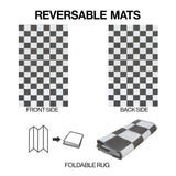 Wildterra Geometric Checker Foldable Waterproof Reversible Plastic Straw Area Rug