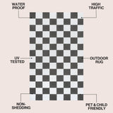 Wildterra Geometric Checker Foldable Waterproof Reversible Plastic Straw Area Rug
