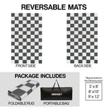 Wildterra Geometric Checker Foldable Waterproof Reversible Plastic Straw Area Rug