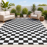 Wildterra Geometric Checker Foldable Waterproof Reversible Plastic Straw Area Rug
