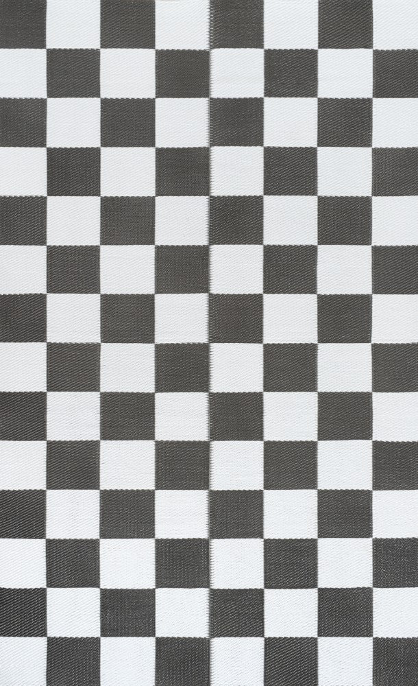 Wildterra Geometric Checker Foldable Waterproof Reversible Plastic Straw Area Rug