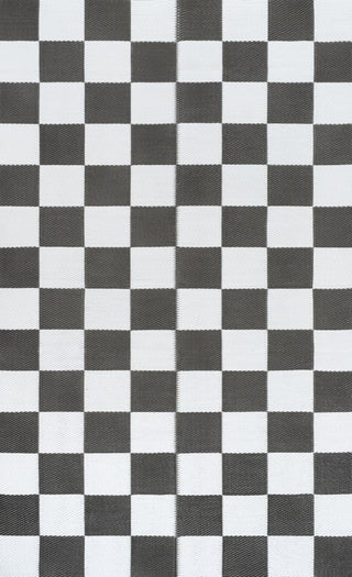 Wildterra Geometric Checker Foldable Waterproof Reversible Plastic Straw Area Rug