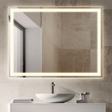 Mike Rectangular Frameless Anti-Fog Aluminum Front/Back-lit Tri-color LED Bathroom Vanity Mirror with Smart Touch Control