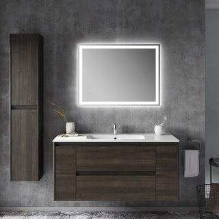 Mike Rectangular Frameless Anti-Fog Aluminum Front/Back-lit Tri-color LED Bathroom Vanity Mirror with Smart Touch Control