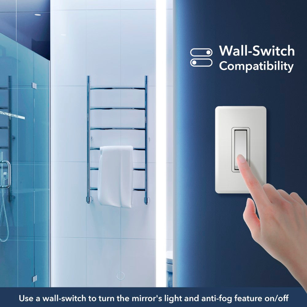 Mike Rectangular Frameless Anti-Fog Aluminum Front/Back-lit Tri-color LED Bathroom Vanity Mirror with Smart Touch Control