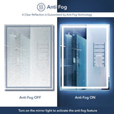 Mike Rectangular Frameless Anti-Fog Aluminum Front/Back-lit Tri-color LED Bathroom Vanity Mirror with Smart Touch Control