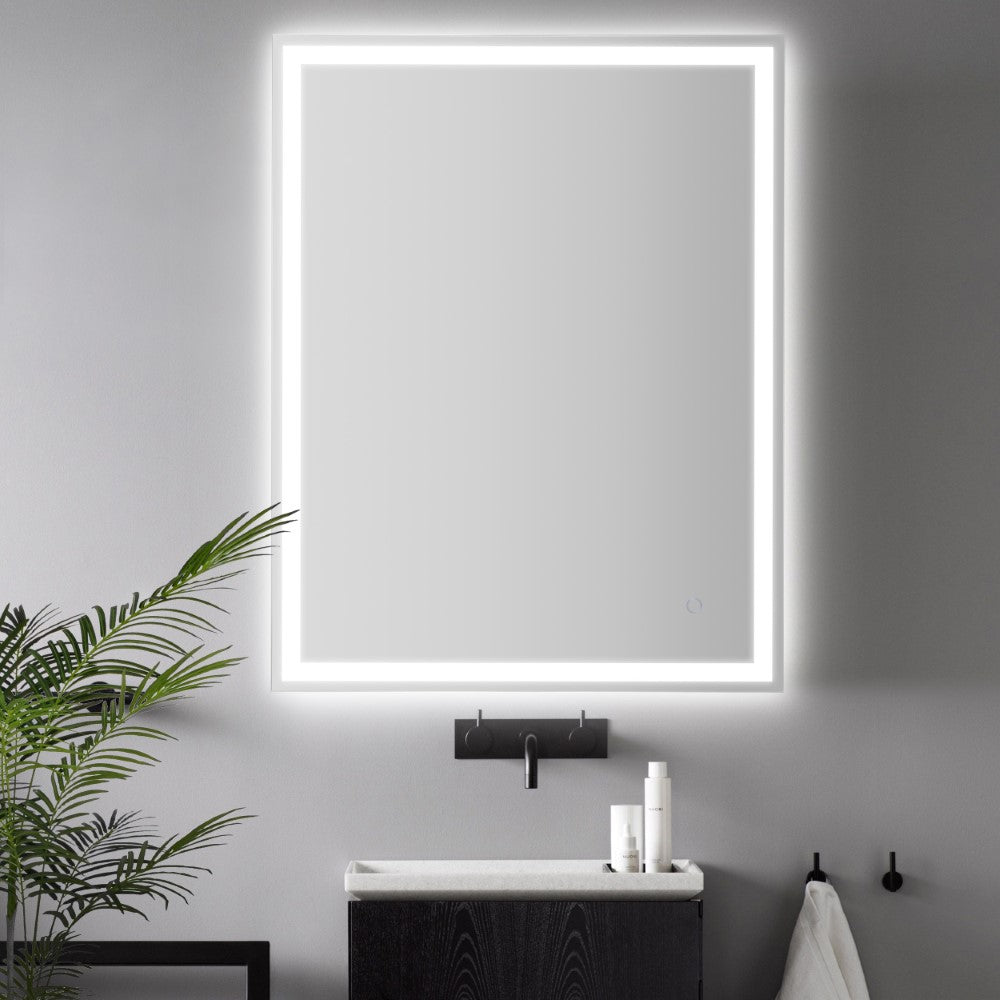 Mike Rectangular Frameless Anti-Fog Aluminum Front/Back-lit Tri-color LED Bathroom Vanity Mirror with Smart Touch Control