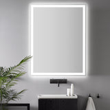 Mike Rectangular Frameless Anti-Fog Aluminum Front/Back-lit Tri-color LED Bathroom Vanity Mirror with Smart Touch Control
