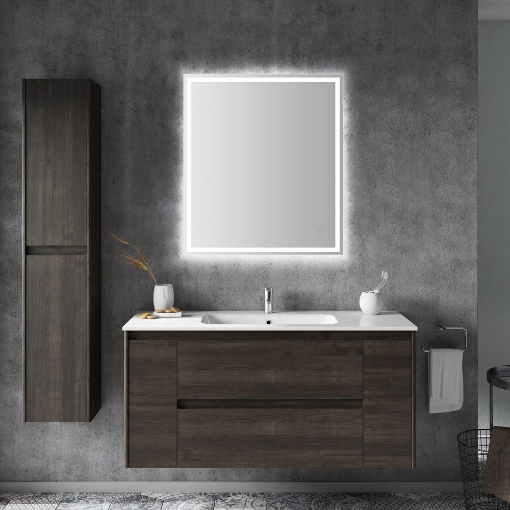 Mike Rectangular Frameless Anti-Fog Aluminum Front/Back-lit Tri-color LED Bathroom Vanity Mirror with Smart Touch Control