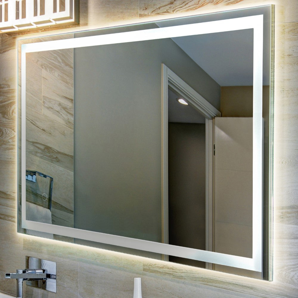 Mike Rectangular Frameless Anti-Fog Aluminum Front/Back-lit Tri-color LED Bathroom Vanity Mirror with Smart Touch Control