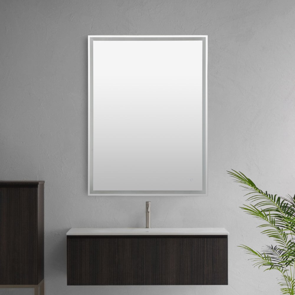 Mike Rectangular Frameless Anti-Fog Aluminum Front/Back-lit Tri-color LED Bathroom Vanity Mirror with Smart Touch Control