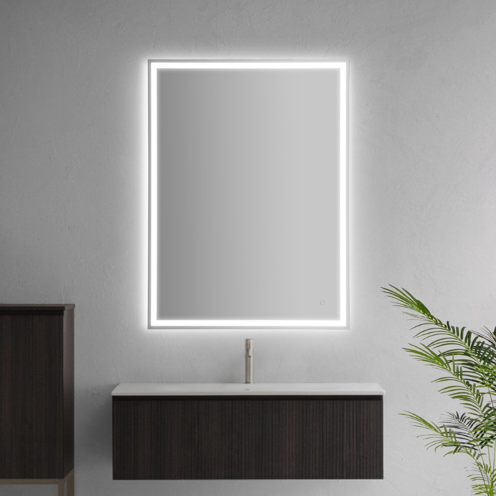 Mike Rectangular Frameless Anti-Fog Aluminum Front/Back-lit Tri-color LED Bathroom Vanity Mirror with Smart Touch Control