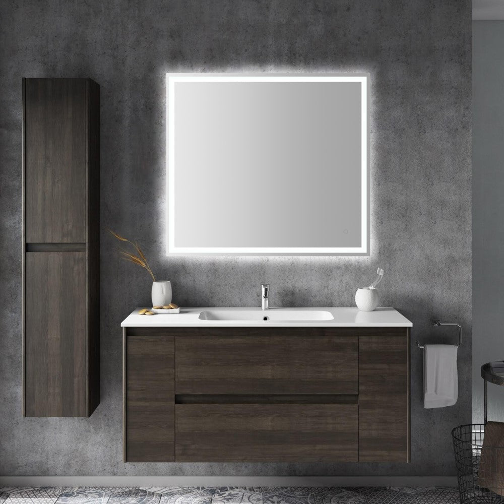 Mike Rectangular Frameless Anti-Fog Aluminum Front/Back-lit Tri-color LED Bathroom Vanity Mirror with Smart Touch Control