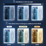 Mike Rectangular Frameless Anti-Fog Aluminum Front/Back-lit Tri-color LED Bathroom Vanity Mirror with Smart Touch Control