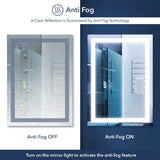 Jim Rectangular Frameless Anti-Fog Aluminum Front-lit Tri-color LED Bathroom Vanity Mirror with Smart Touch Control