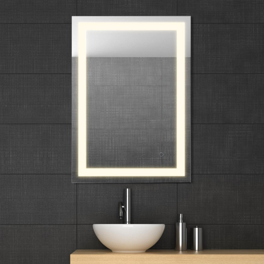 Jim Rectangular Frameless Anti-Fog Aluminum Front-lit Tri-color LED Bathroom Vanity Mirror with Smart Touch Control
