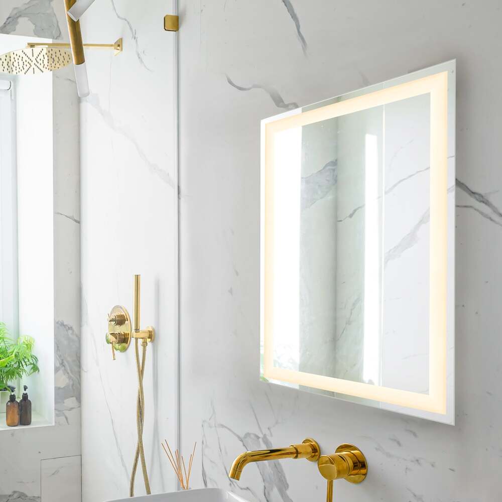 Jim Rectangular Frameless Anti-Fog Aluminum Front-lit Tri-color LED Bathroom Vanity Mirror with Smart Touch Control