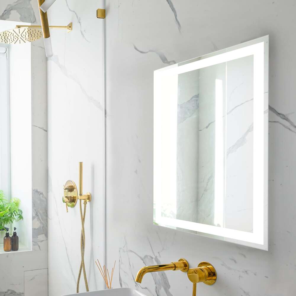 Jim Rectangular Frameless Anti-Fog Aluminum Front-lit Tri-color LED Bathroom Vanity Mirror with Smart Touch Control