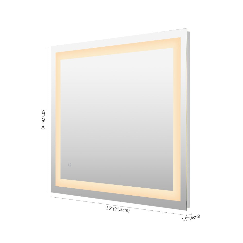 Jim Rectangular Frameless Anti-Fog Aluminum Front-lit Tri-color LED Bathroom Vanity Mirror with Smart Touch Control