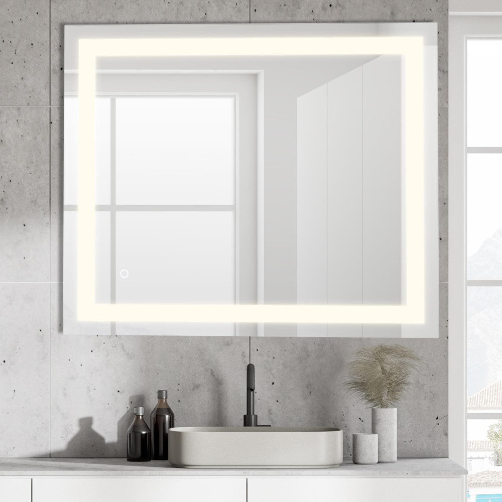 Jim Rectangular Frameless Anti-Fog Aluminum Front-lit Tri-color LED Bathroom Vanity Mirror with Smart Touch Control