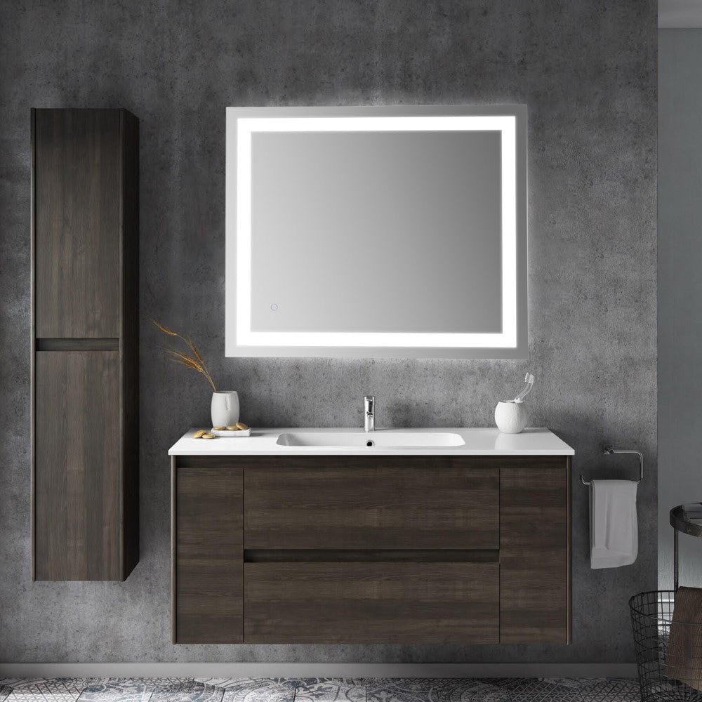 Jim Rectangular Frameless Anti-Fog Aluminum Front-lit Tri-color LED Bathroom Vanity Mirror with Smart Touch Control